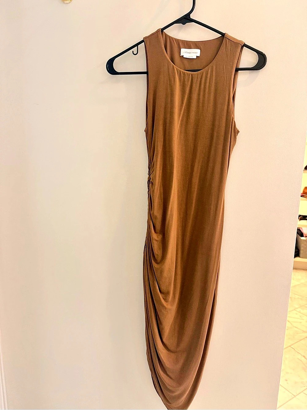 Lovers + Friends Eva Midi Dress Draped Brown Maxi Dress XS
